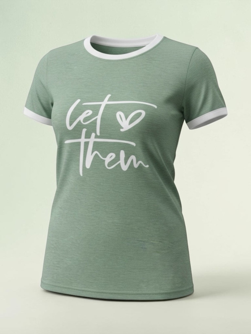 Let Them Script Ringer Tee - Sage Green